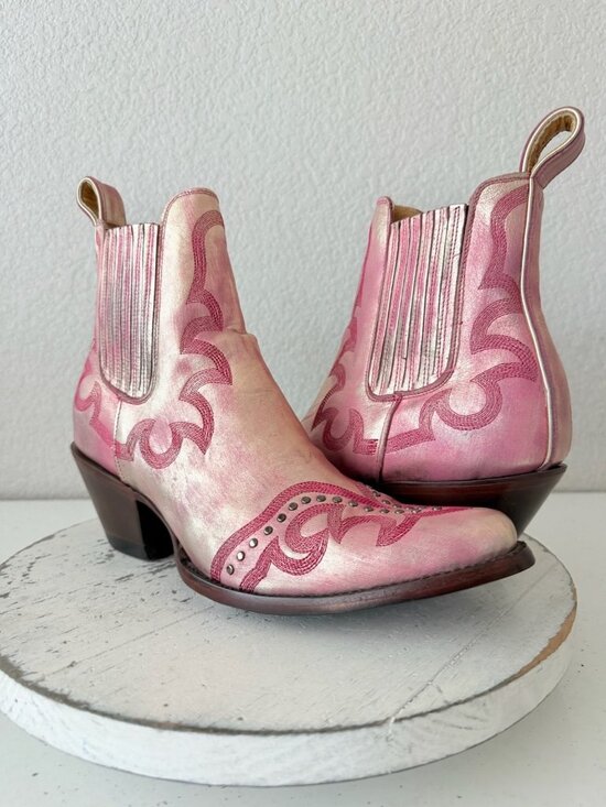 Old Gringo Shoes - Old Gringo SHAY Pink Cowboy Boots Womens Size 9 Western Gold Leather Short